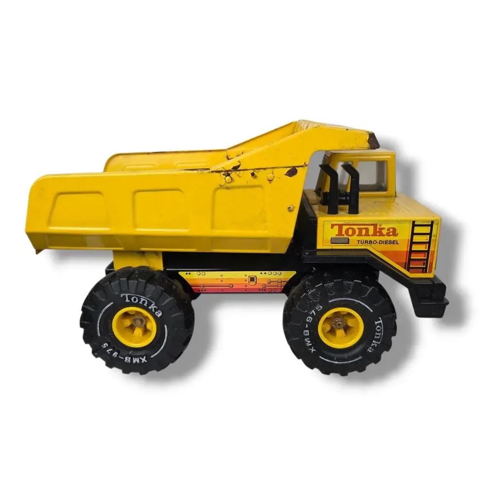 Vintage Big Tonka Dump Truck Turbo Diesel XMB-975 Toy Vehicle 1980s Yellow